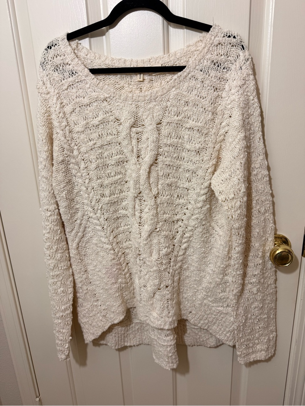 Moth Ivory Cable Knit Scoop-Neck Pullover